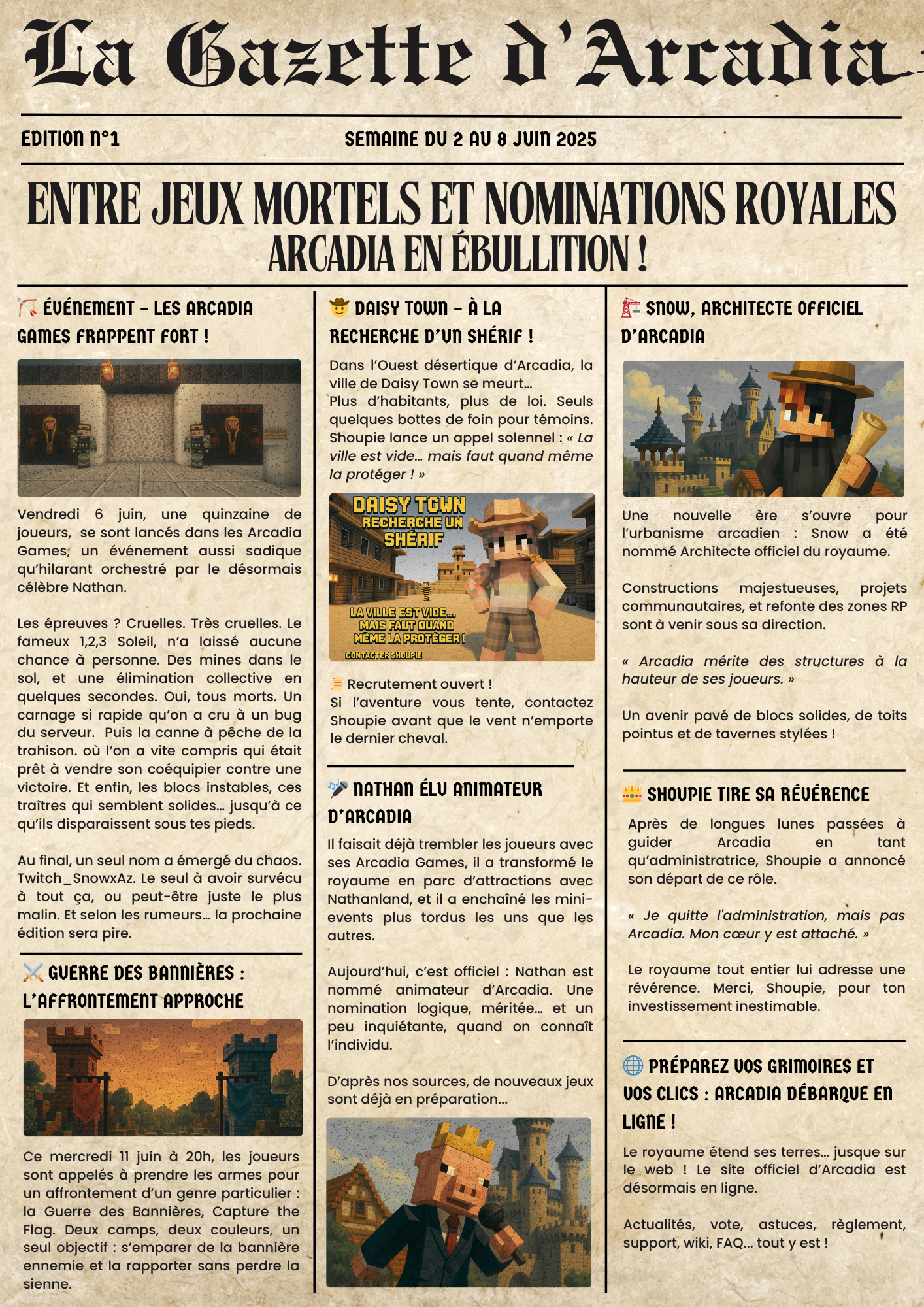📰 La Gazette d’Arcadia — Numéro 1